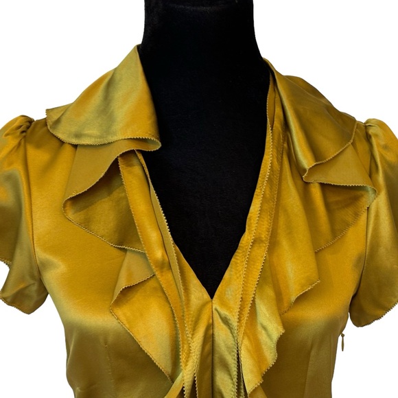 BCBGMAXAZRIA Silk Ruffle Top XXS - Picture 5 of 8